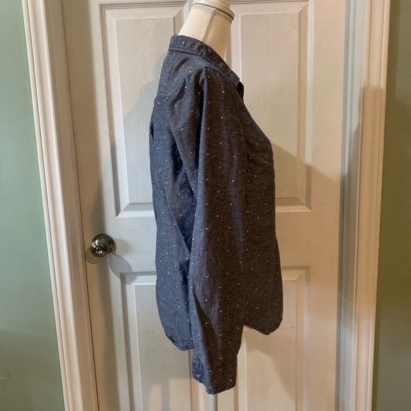 Old Navy Classic Navy blue Dots long sleeve collared button down top EUC MEDIUM - Picture 5 of 11